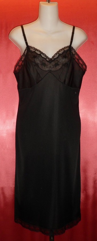 Vintage Sultry Black Vanity Fair Fancy Full Slip 36 : Pink Girl Vintage ...