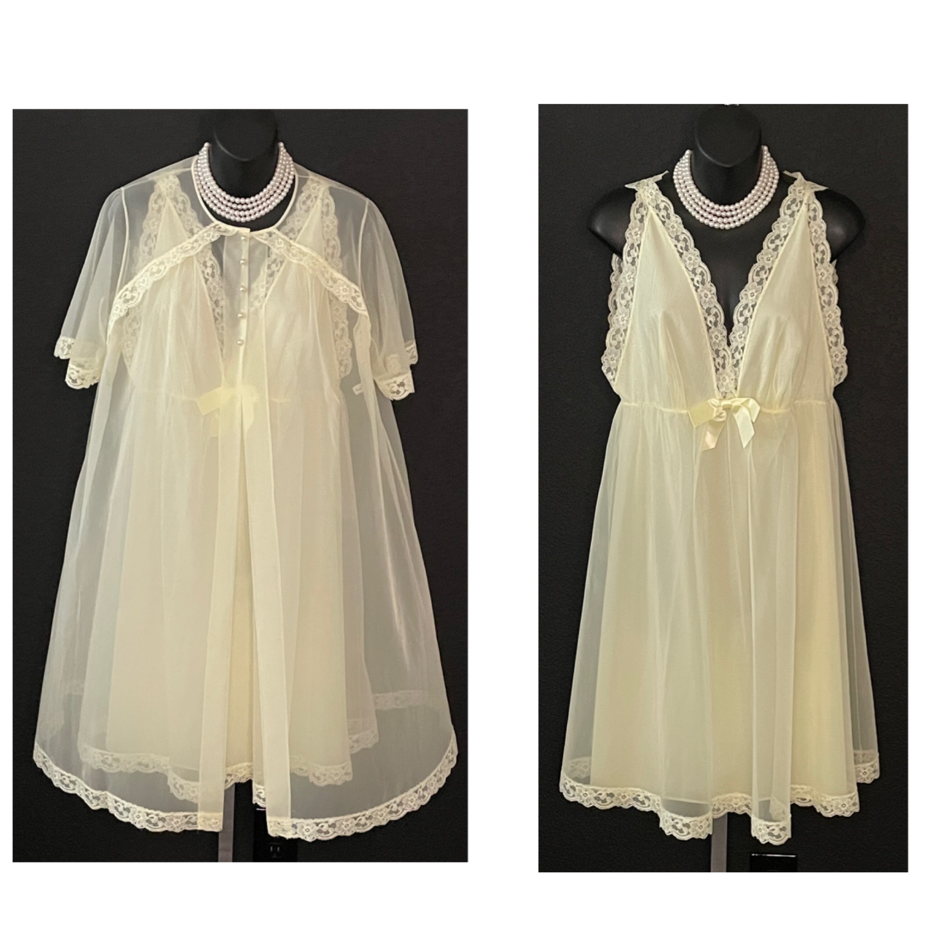 Exclusive Collection Vintage 1960's SHADOWLING Sheer Chiffon & Lace