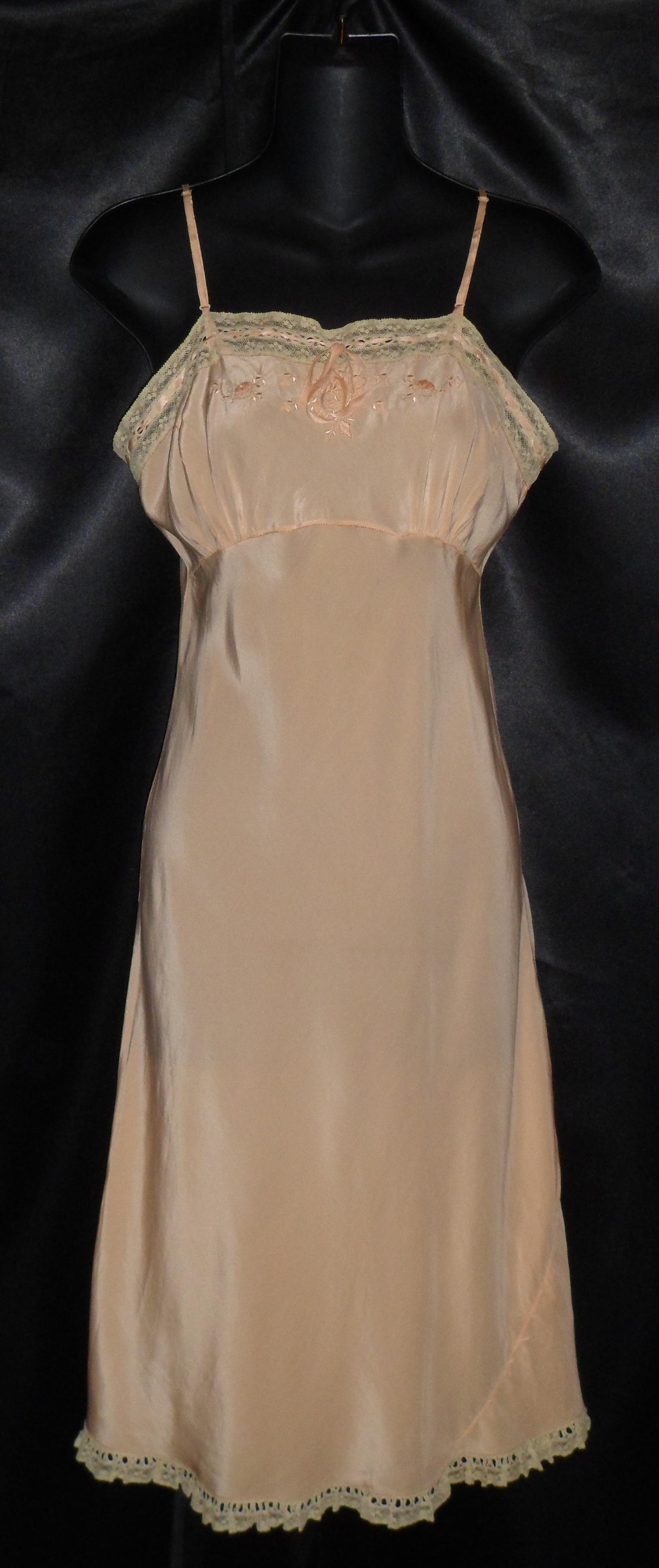 Vintage 40's Bullock's Wilshire Silk Full Slip 3032 Pink Girl