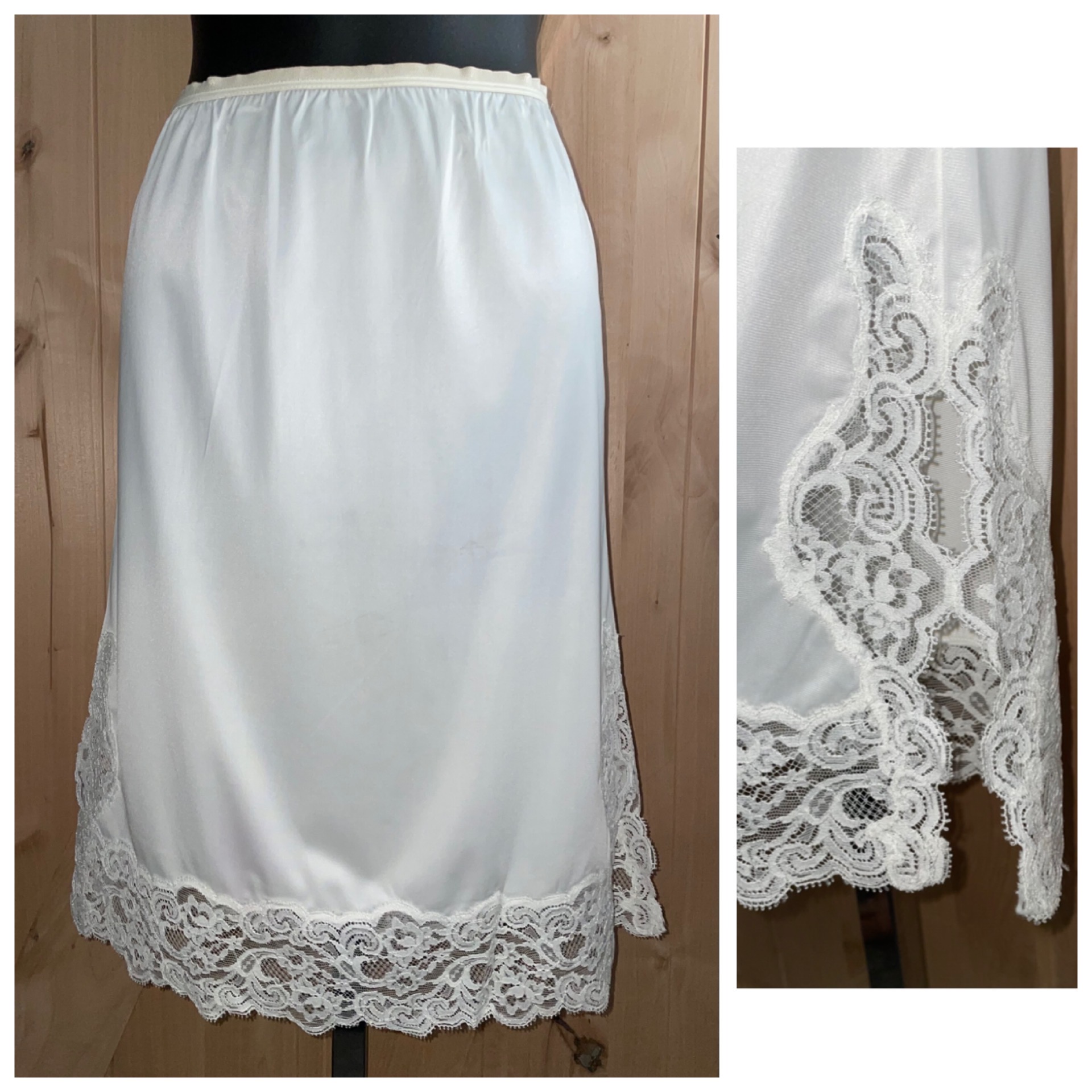 Lightest Ivory Nylon Satin Vintage MYSTERY MAKER 1960's Luxury Half