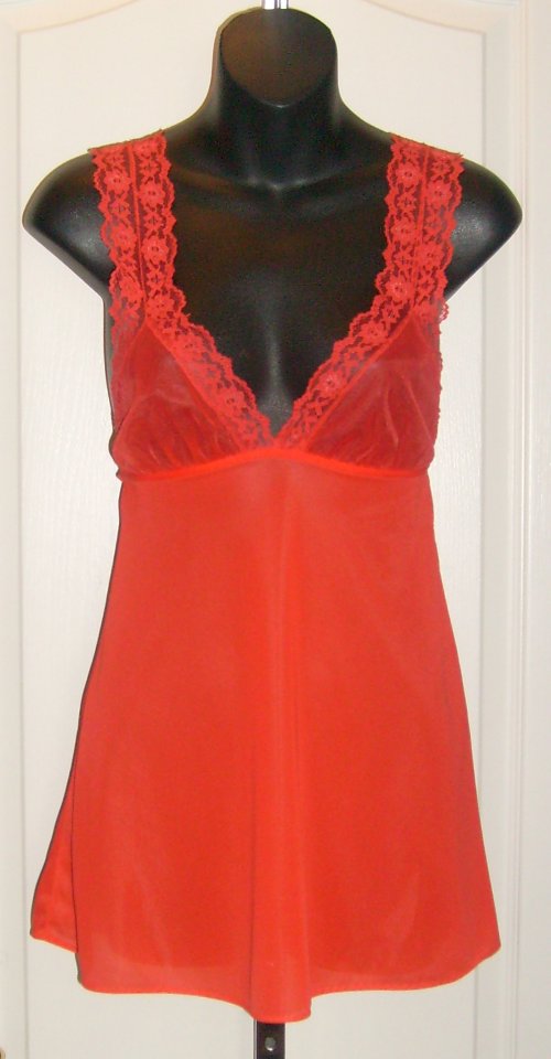 LOT Red Babydoll Top by California S Pink Girl Vintage Lingerie