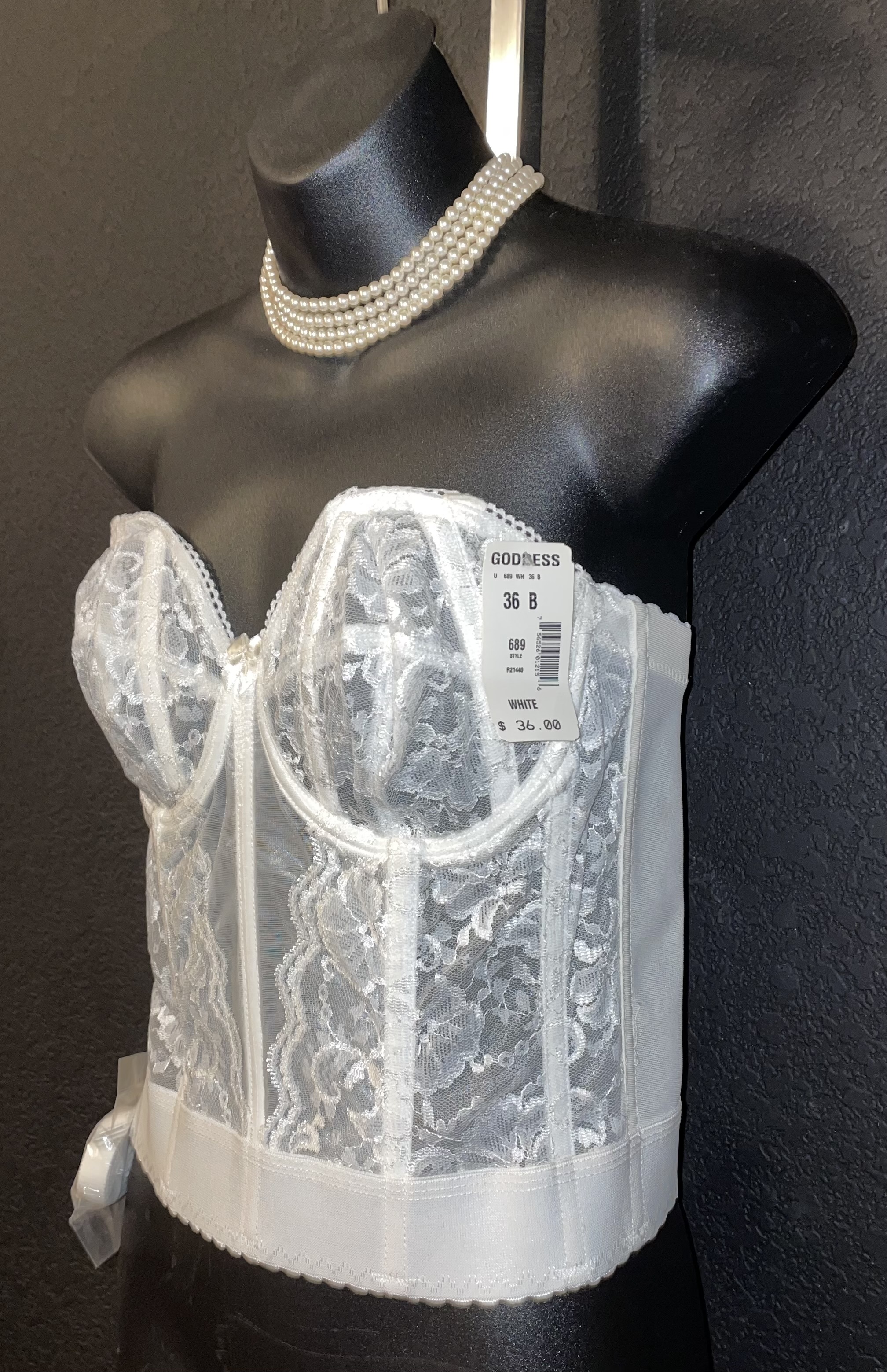 Dead Stock Vintage 1980's GODDESS Strapped or Strapless Longline Bra